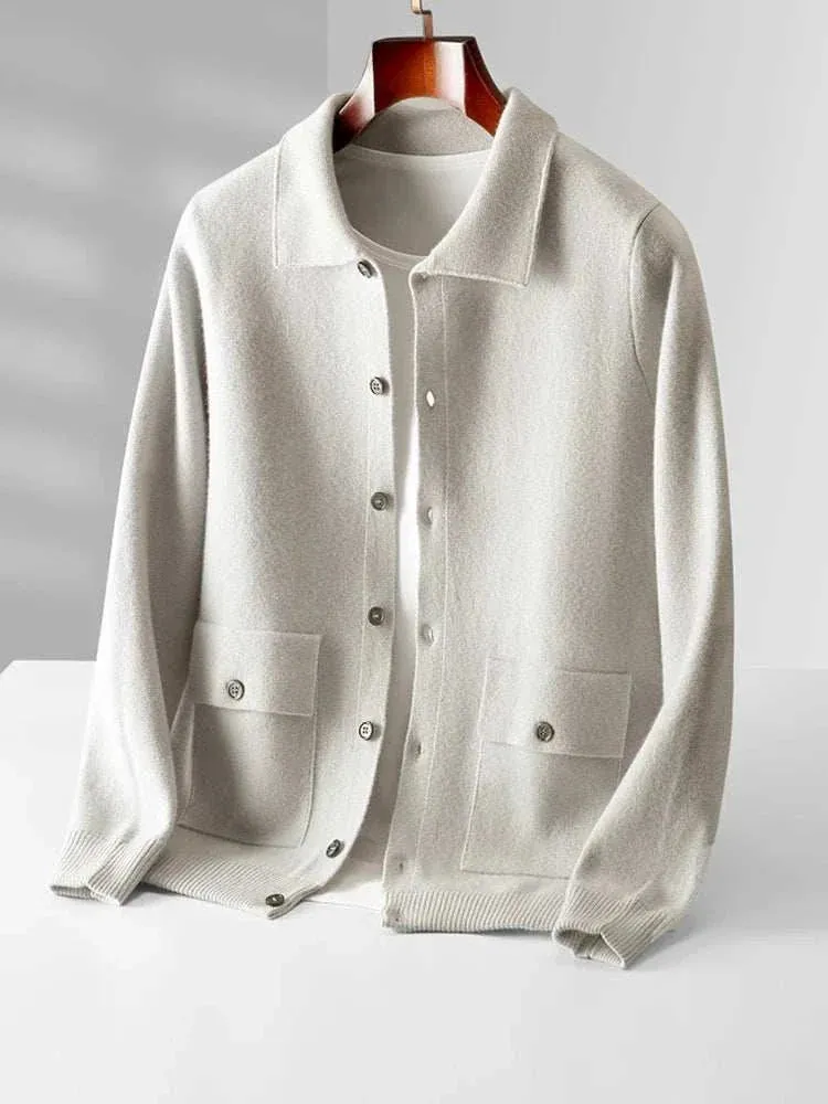 Antonios wool polo collar cardigan