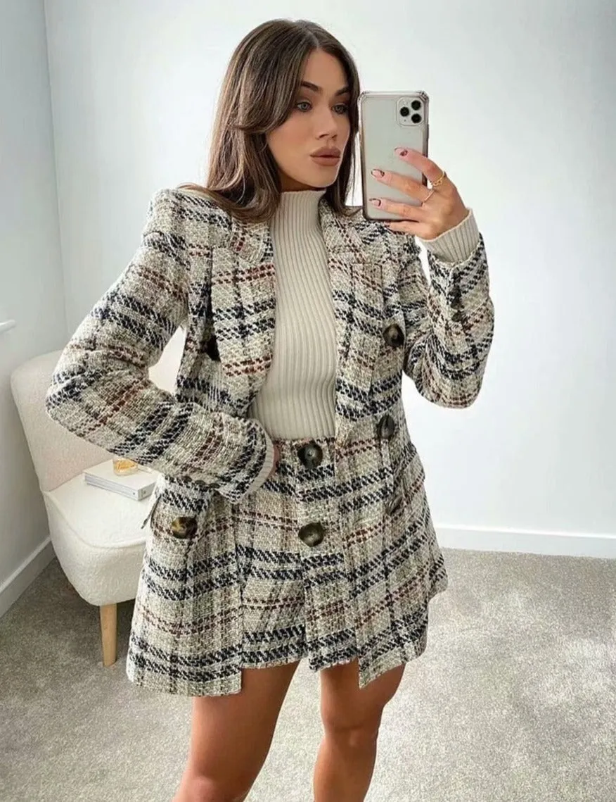 Blazer & Rok Set - Dames - Stijlvolle Blazer met Bijpassende Rok in Hoogwaardige Stof