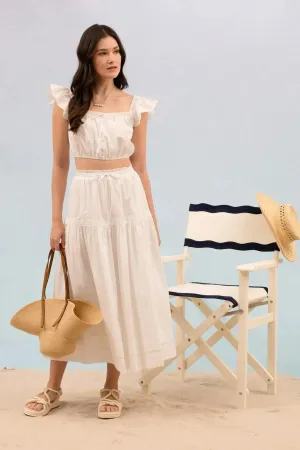 Blu Pepper Pretty In Summer Crop Top – Feminine Eyelet & Ruffle Detail