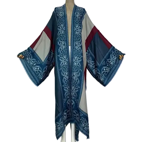 Blue Bandana Print Kimono