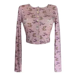 Cloud Haven Sweet Pittie Print Cardigan in Soft Pink