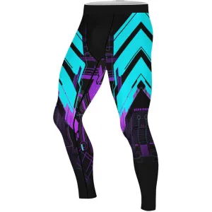 Cyberpunk Ultraviolet Men's Compression Leggings