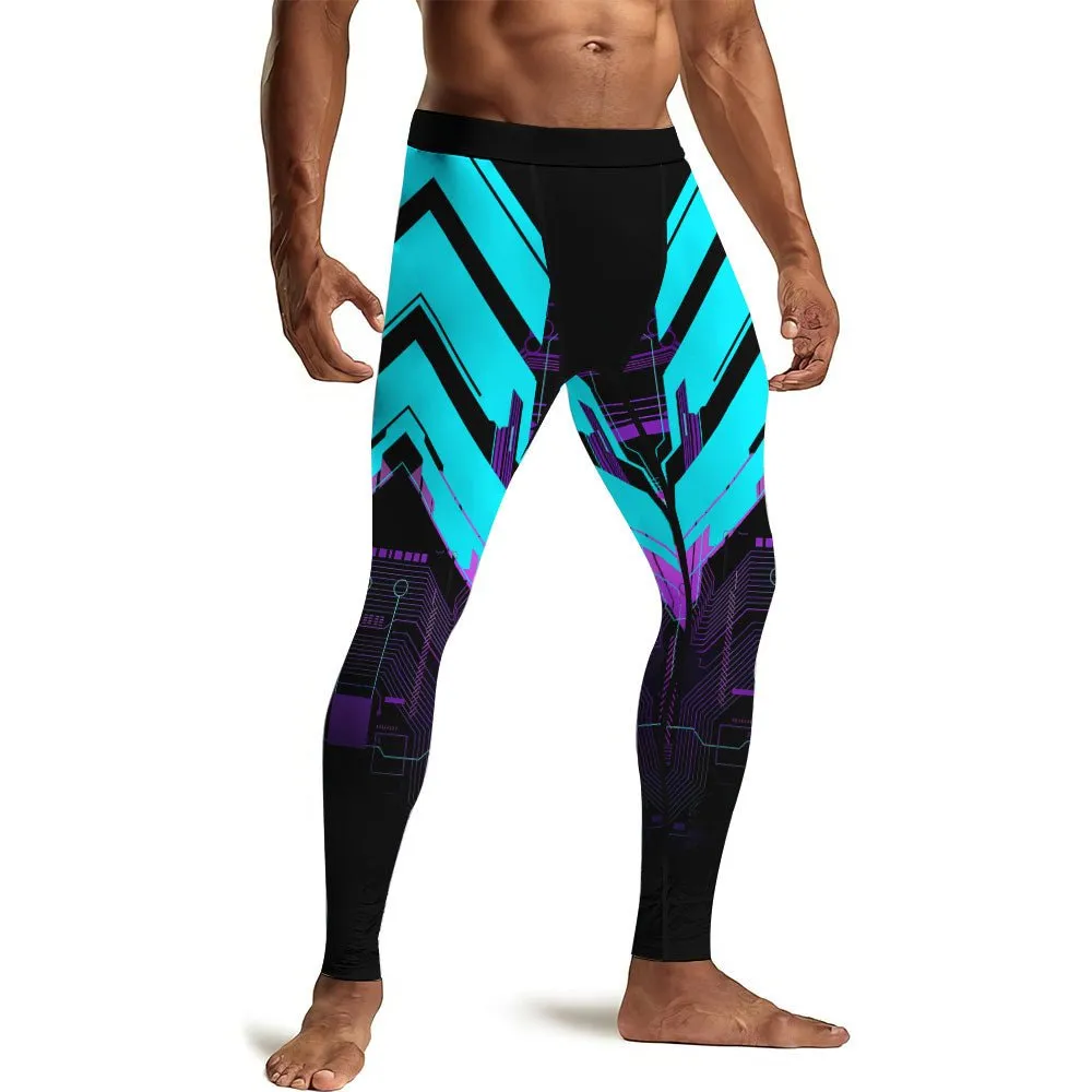 Cyberpunk Ultraviolet Men's Compression Leggings