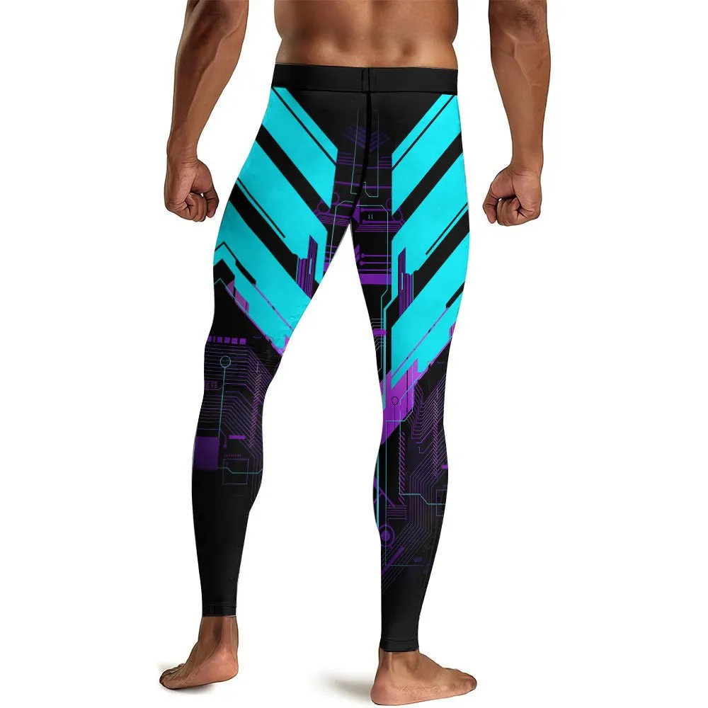 Cyberpunk Ultraviolet Men's Compression Leggings