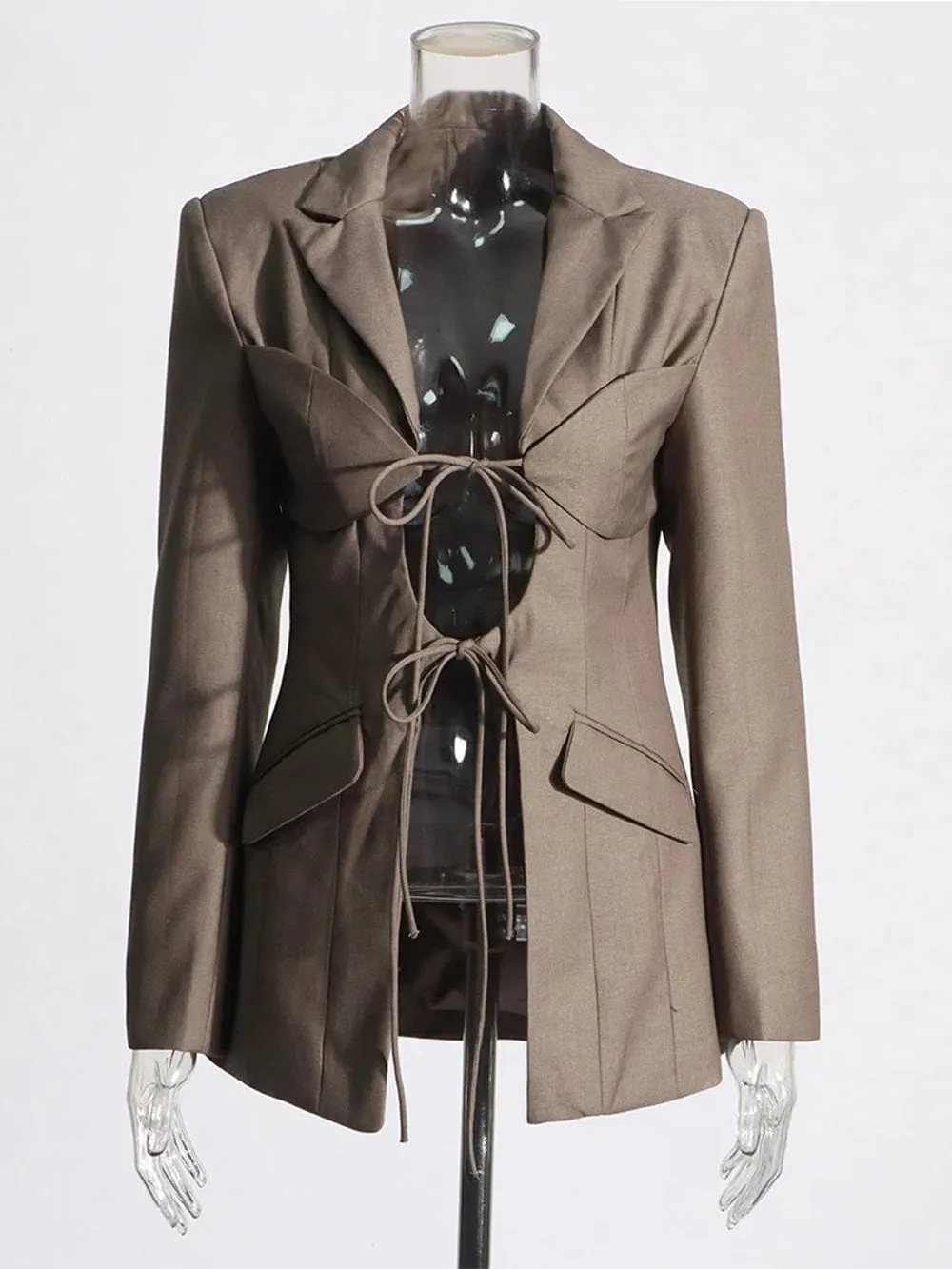 Gaillen Hollow Out Spliced Lace Blazer