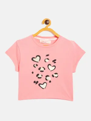 Girls Pink Animal Print Crop T-Shirt
