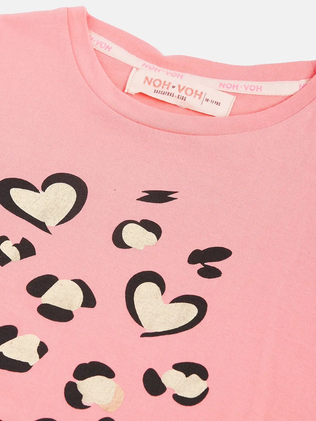 Girls Pink Animal Print Crop T-Shirt