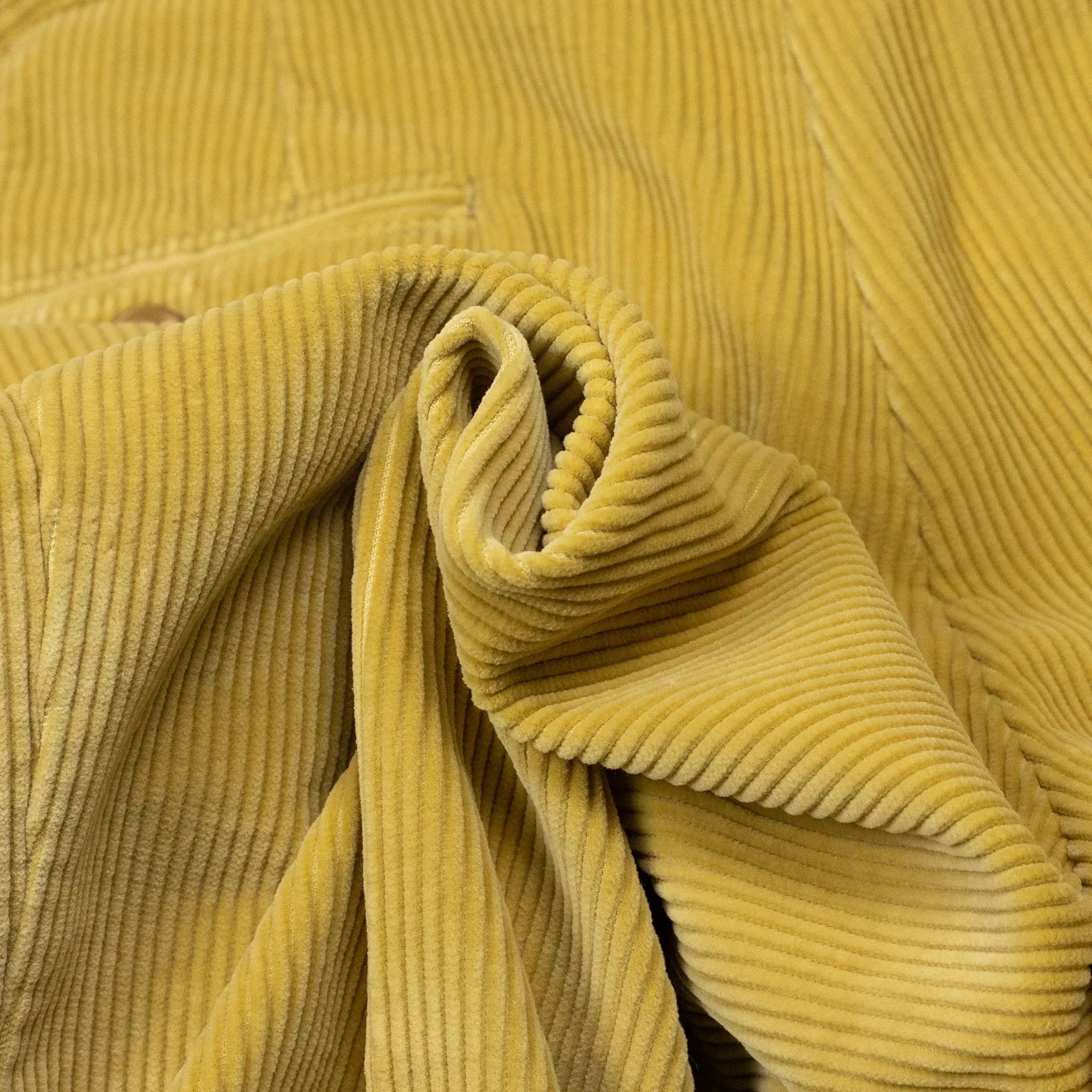 Higher-rise side tab trousers in maize Brisbane Moss cotton corduroy