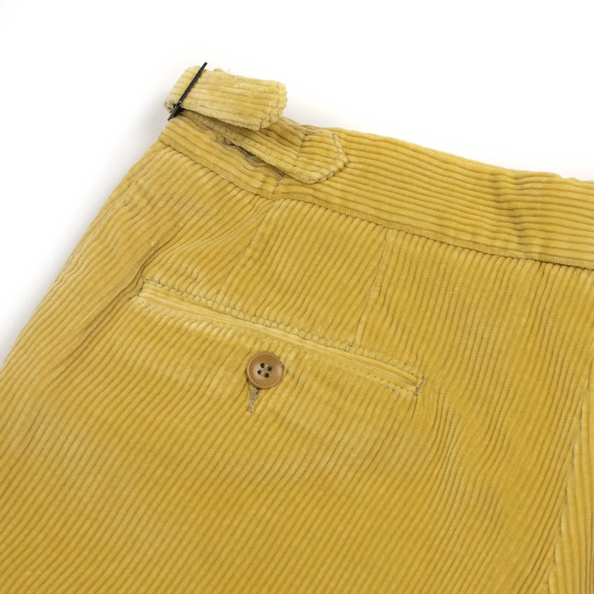 Higher-rise side tab trousers in maize Brisbane Moss cotton corduroy