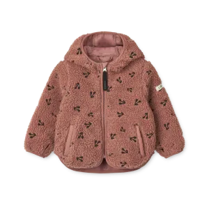 Liewood Mara Pile Jacket With Ears | Cherries /Dark rosetta