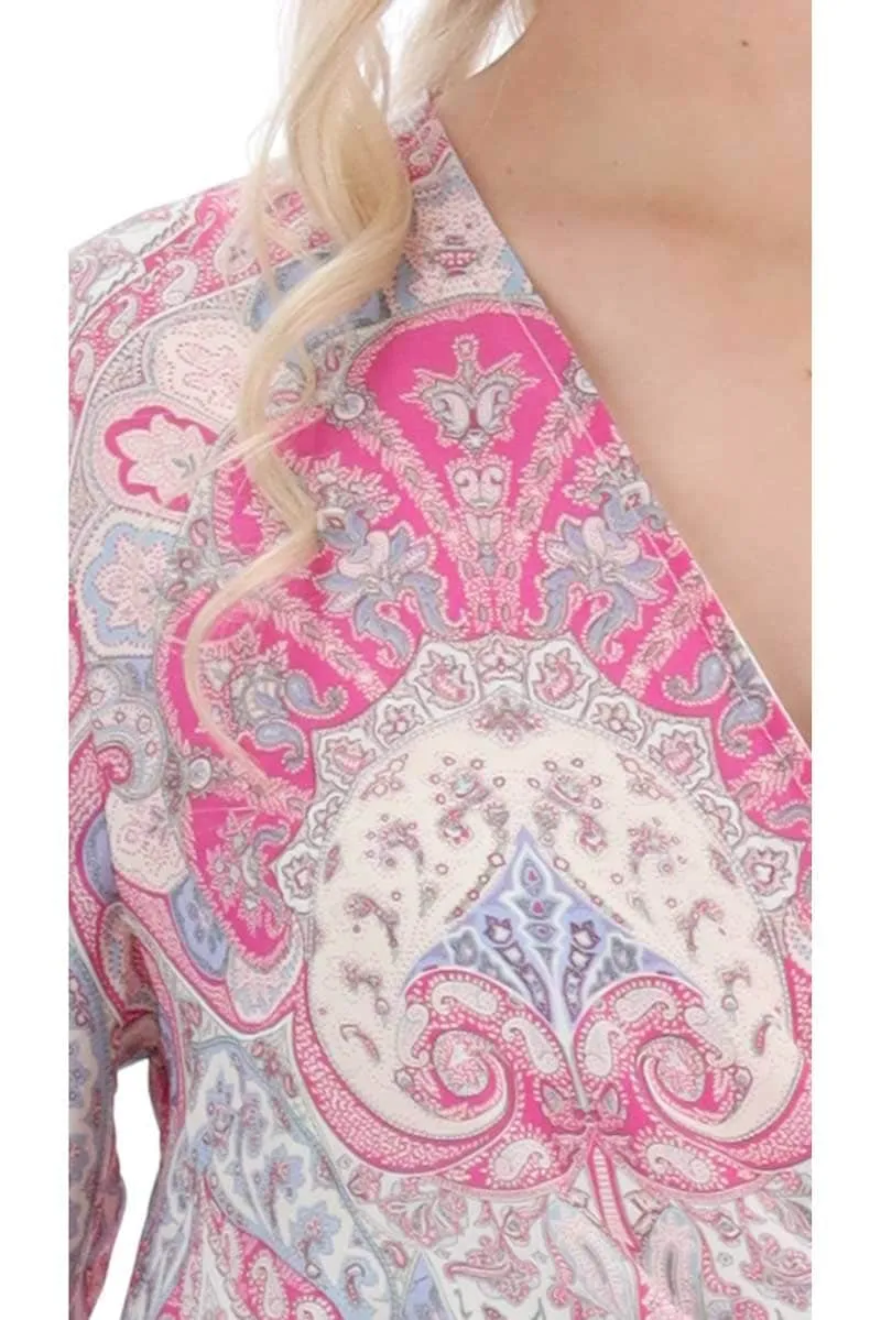 Oscar Wrap Dress Pink Paisley