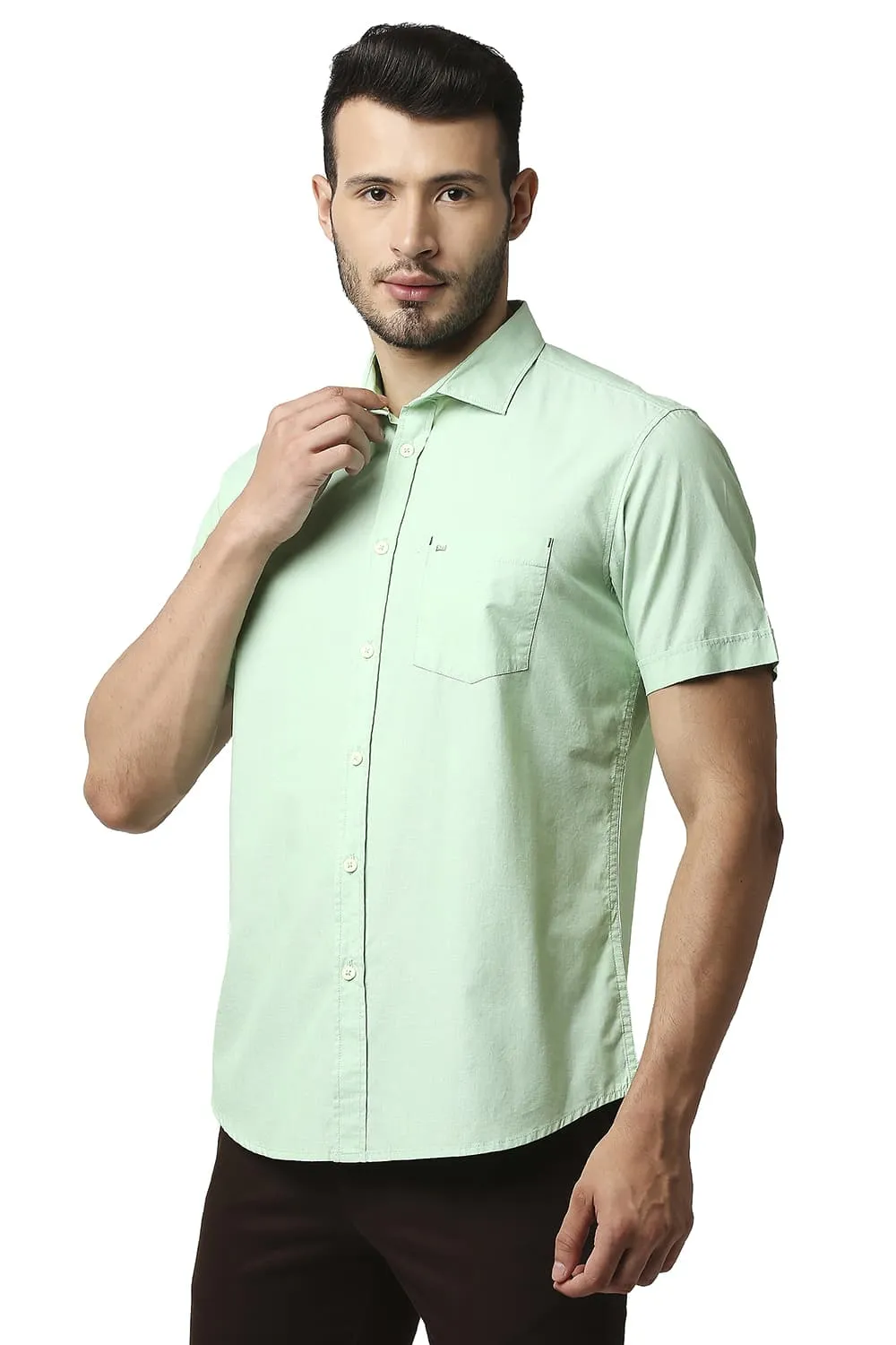 Slim Fit Fil-a-fil Halfsleeves Shirt