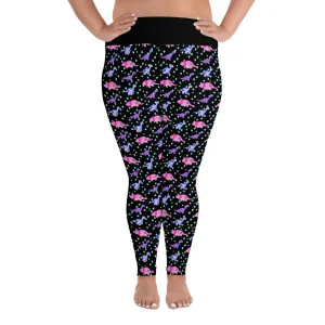 Tattoo Dinosaur Print Ladies Plus Size Leggings