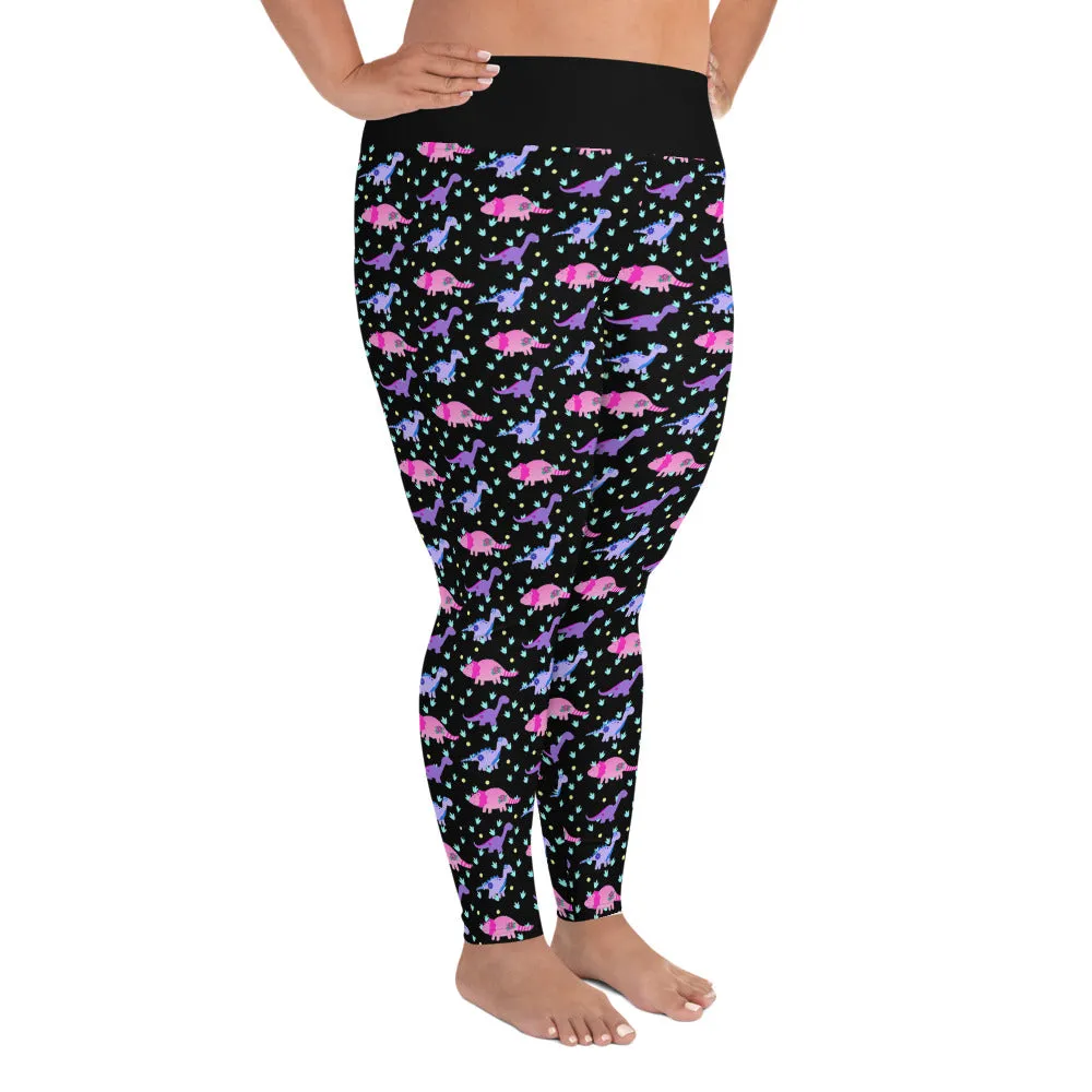 Tattoo Dinosaur Print Ladies Plus Size Leggings