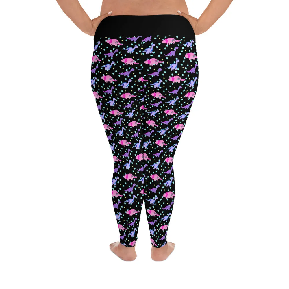 Tattoo Dinosaur Print Ladies Plus Size Leggings