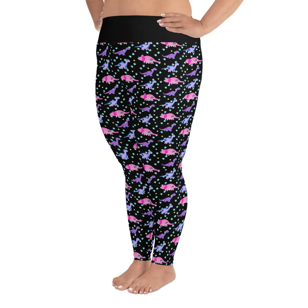 Tattoo Dinosaur Print Ladies Plus Size Leggings