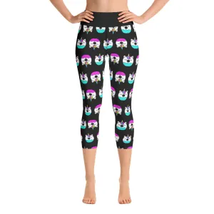Unicorn Doughnut Print Ladies Yoga Capri Leggings